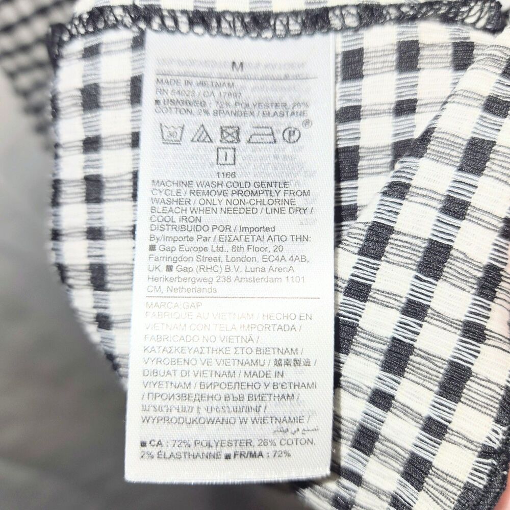 GAP Dress Gingham Mini Ruffle Hem Cotton Dark Blue/White Women Medium NEW NWT - Picture 9 of 9